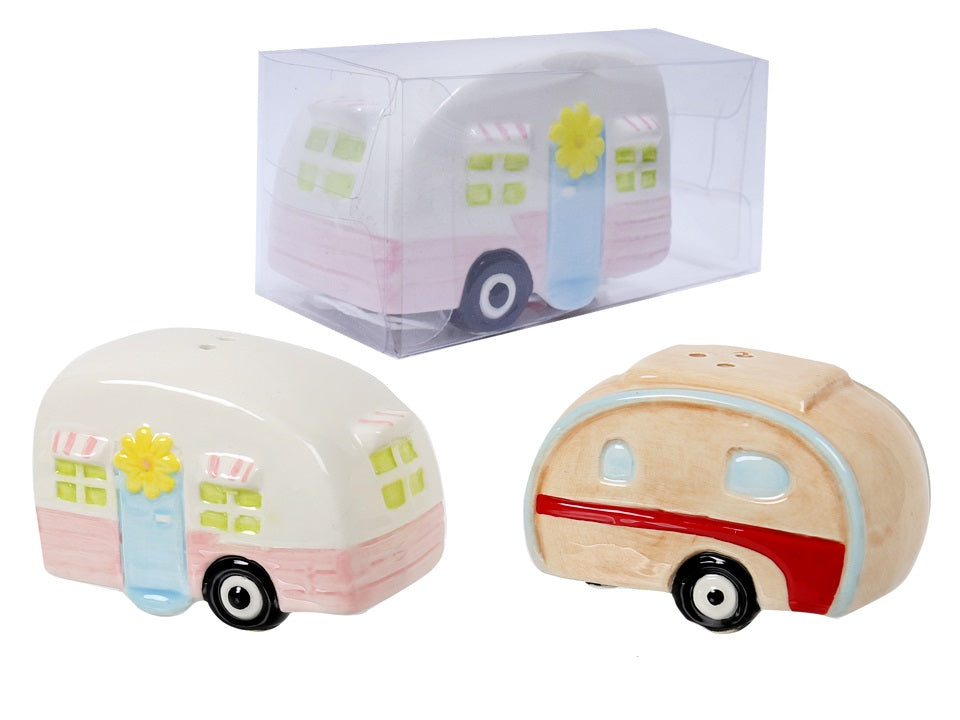 Luciano Housewares 91869 - Cute Novelty Ceramic Salt and Pepper Shakers Camper Set for Kitchen