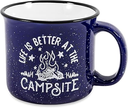 Camco 53387 Life Is Better At The Campsite Ceramic Mug - Microwave and Dishwasher Safe - 14oz