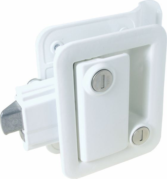 Fastec RV Entry Door Lock - Metal RV Door Latch with Paddle Deadbolt - White