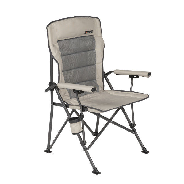 Lippert 2021123277 Scout Outdoor Folding Chair - Padded Portable Camping Chair with Hard Arm & Cupholder- Sand