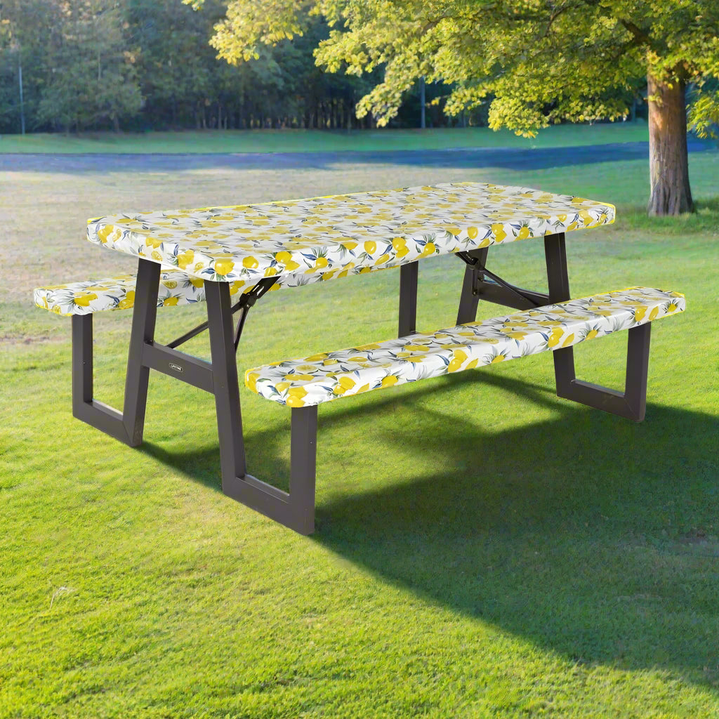 picnic table with cover and lemon design