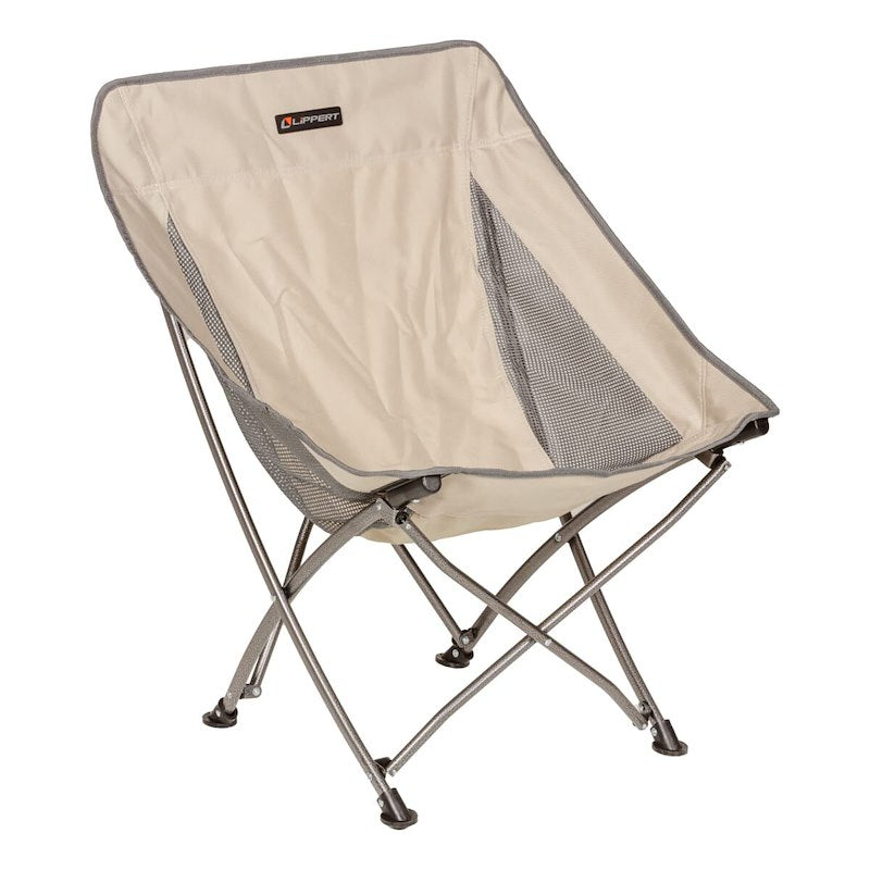Chaise de camping compacte Lippert Baja – Chaise pliante et portable pour la plage, le camping et les activités de plein air – Disponible en gris ou en sable