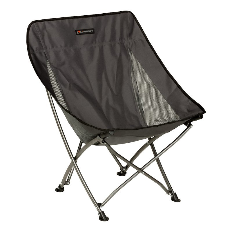 Chaise de camping compacte Lippert Baja – Chaise pliante et portable pour la plage, le camping et les activités de plein air – Disponible en gris ou en sable