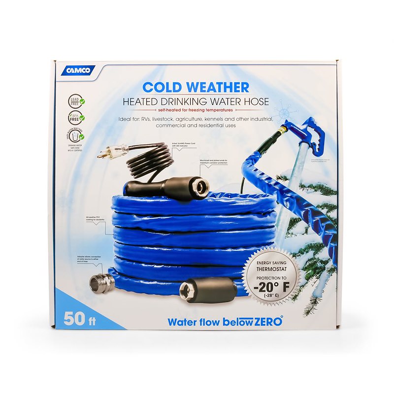 Camco Cold Weather Heated Drinking Water Hose 22912 - For Freezing Winter Temperatures, Kink Resistant - 50ft