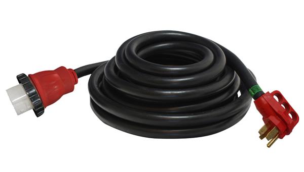Valterra Mighty Cord, RV 50-Amp 90-Degree Detachable Power Cord, 25-Foot Cord for RV, Red