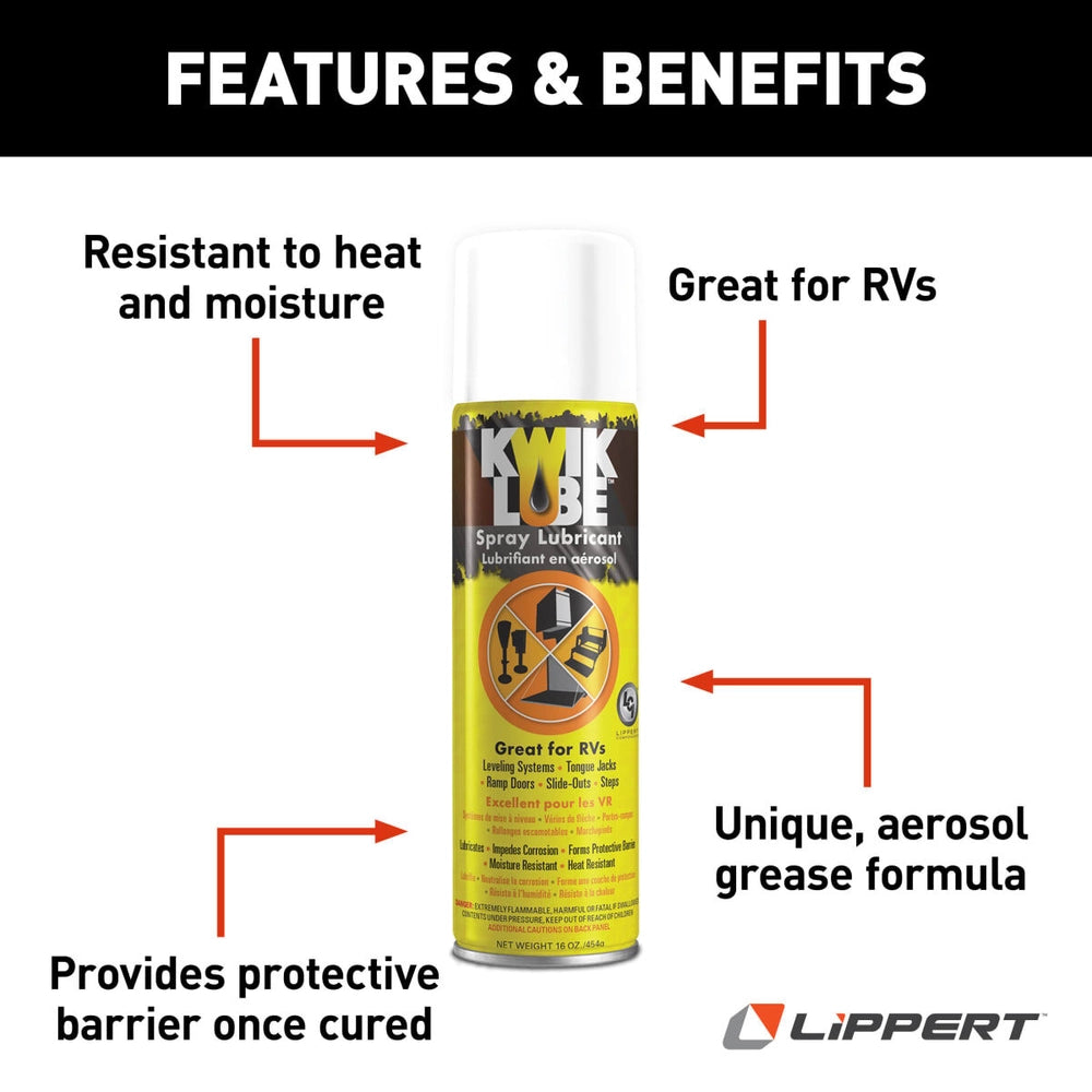 Lippert 379177 Kwikee Kwik Lube Spray Grease - Water and Heat Resistant Protective Barrier Spray - 11 oz.