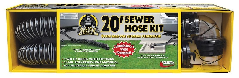 Valterra D04-0675 Silverback Sewer Hose Kit - 20' Hose with 90 Degree Universal Sewer Adapter for RV Waste Disposal