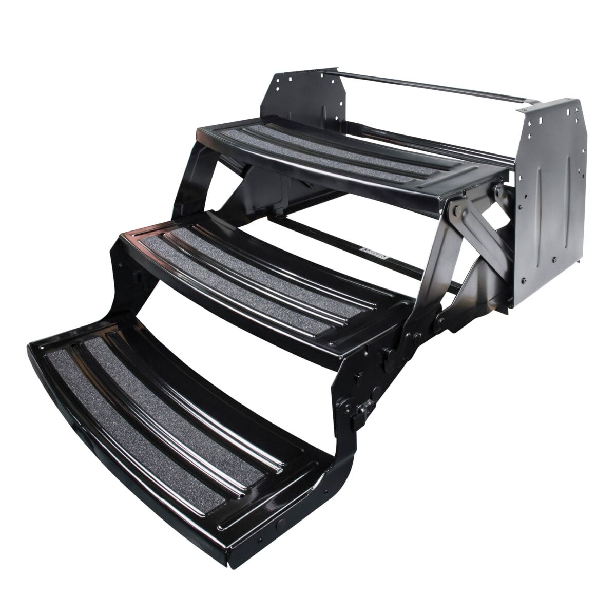 Lippert 432682 24" Radius Corner Manual Step - Slip Resistant Steps for RV - Triple, Black