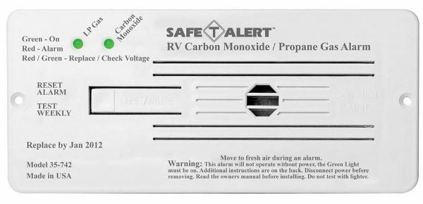 MTI Industries 12V Propane Alarm and Gas Detector for RVs & Boats - White
