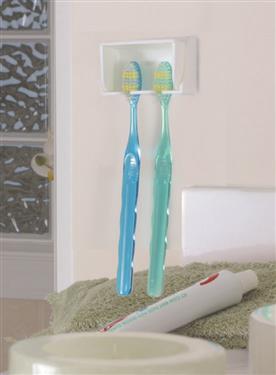 Camco 57203 RV Pop-A-Toothbrush, Wall Mounting Dental Toothbrush Holder with Protective Cover, White