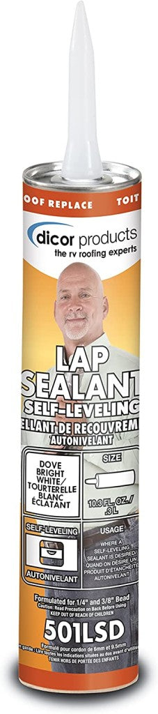 Dicor 501LSD - Self-Levelling Lap Sealant for Roofing - 10.3 oz - Dove Bright White