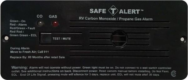 MTI Industries 25-741-BL Safe-T-Alert 12V Carbon Monoxide Propane Alarm and Gas Detector for RVs & Boats - Black