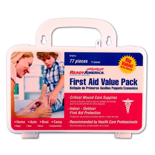 Ready America 74012 First Aid Value Pack, 77-Piece Wound Care Supplies Included