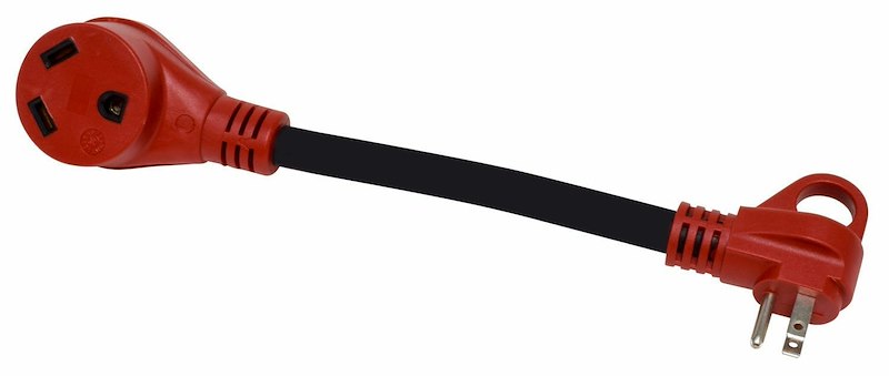 Valterra A10-5030F Mighty Cord 12" Adapter Cord w/Handle - 50AM to 30AF, Red