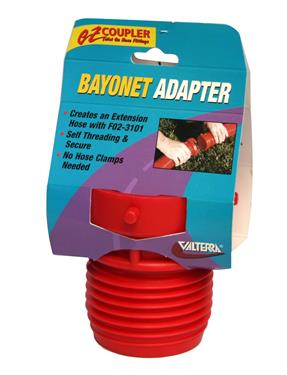 Valterra F02-3101 EZ Coupler Valve Adapter, Coupler Bayonet Hose Fitting For RV Sewer Hoses - Red, Carded
