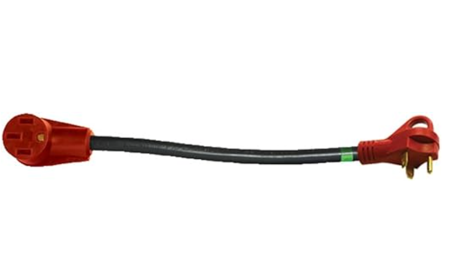 Valterra A10-3050F Mighty Cord 12" Adapter Cord w/Handle - 30AM to 50AF, Red