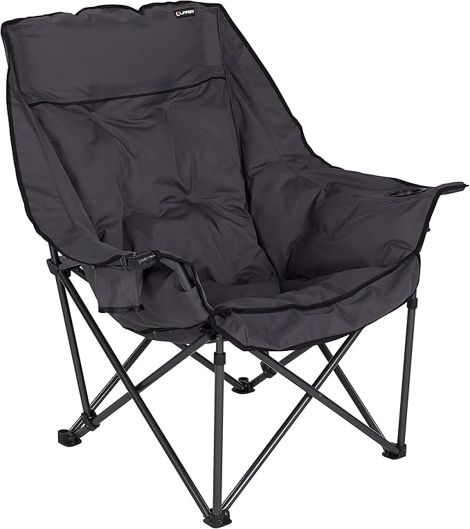 Lippert 2021128654 Big Bear Camping Chair - Portable Folding Outdoor Chair with Cupholders - Dark Gray