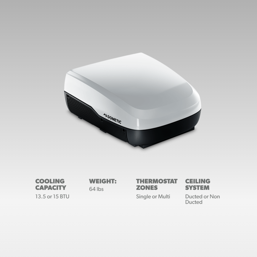 Dometic RV A/C with product features listed