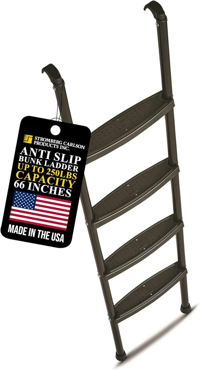 Stromberg Carlson 66" Interior Bunk Ladder - RV and Dorm Loft Ladder w/Hooks & Mounting Hardware - Black (LA-2021466B)