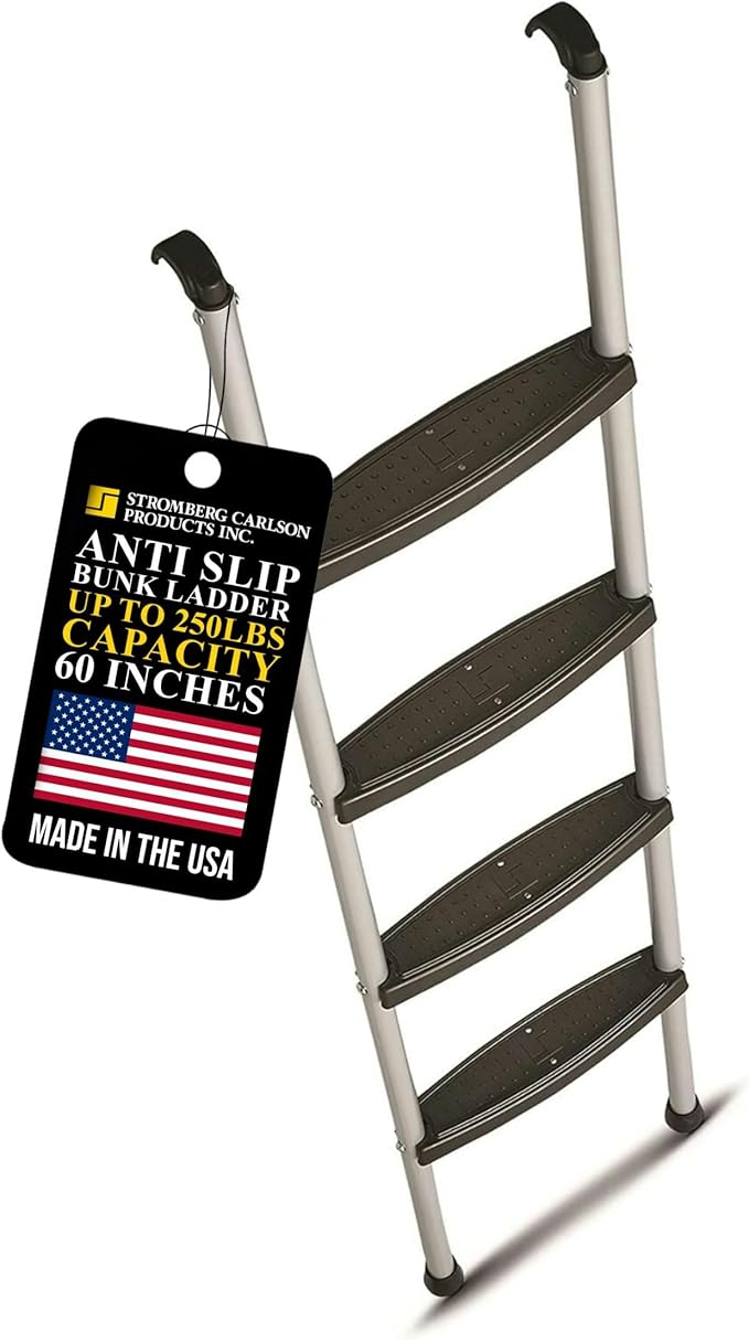 Stromberg Carlson 60" Interior Bunk Ladder - RV and Dorm Loft Ladder w/Hooks & Mounting Hardware - Silver (LA-2021460)