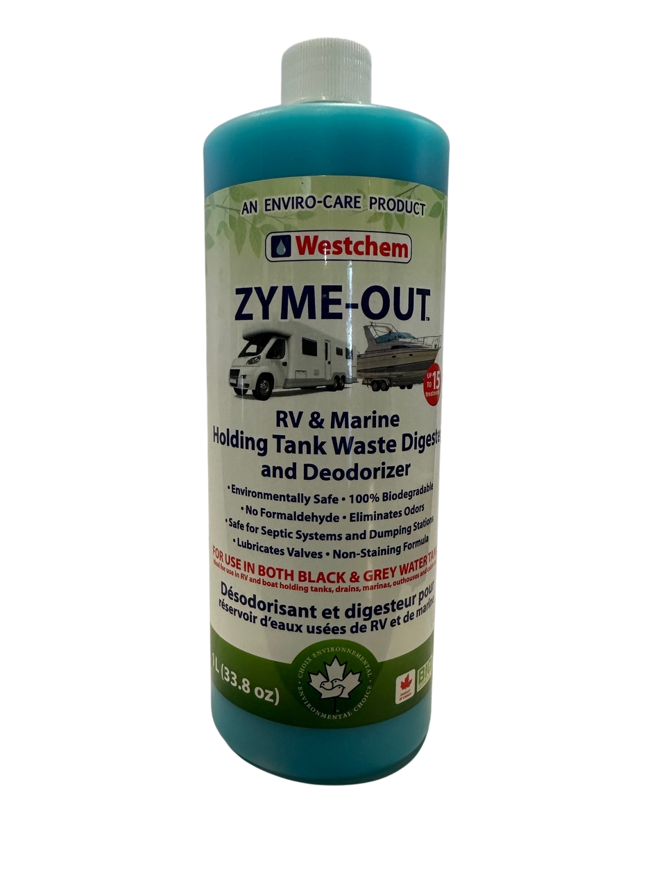 Zyme-Out 64W10011 1 litre, produit chimique pour toilettes, désodorisant pour réservoir à matières, produit nettoyant pour éliminer les déchets et les odeurs