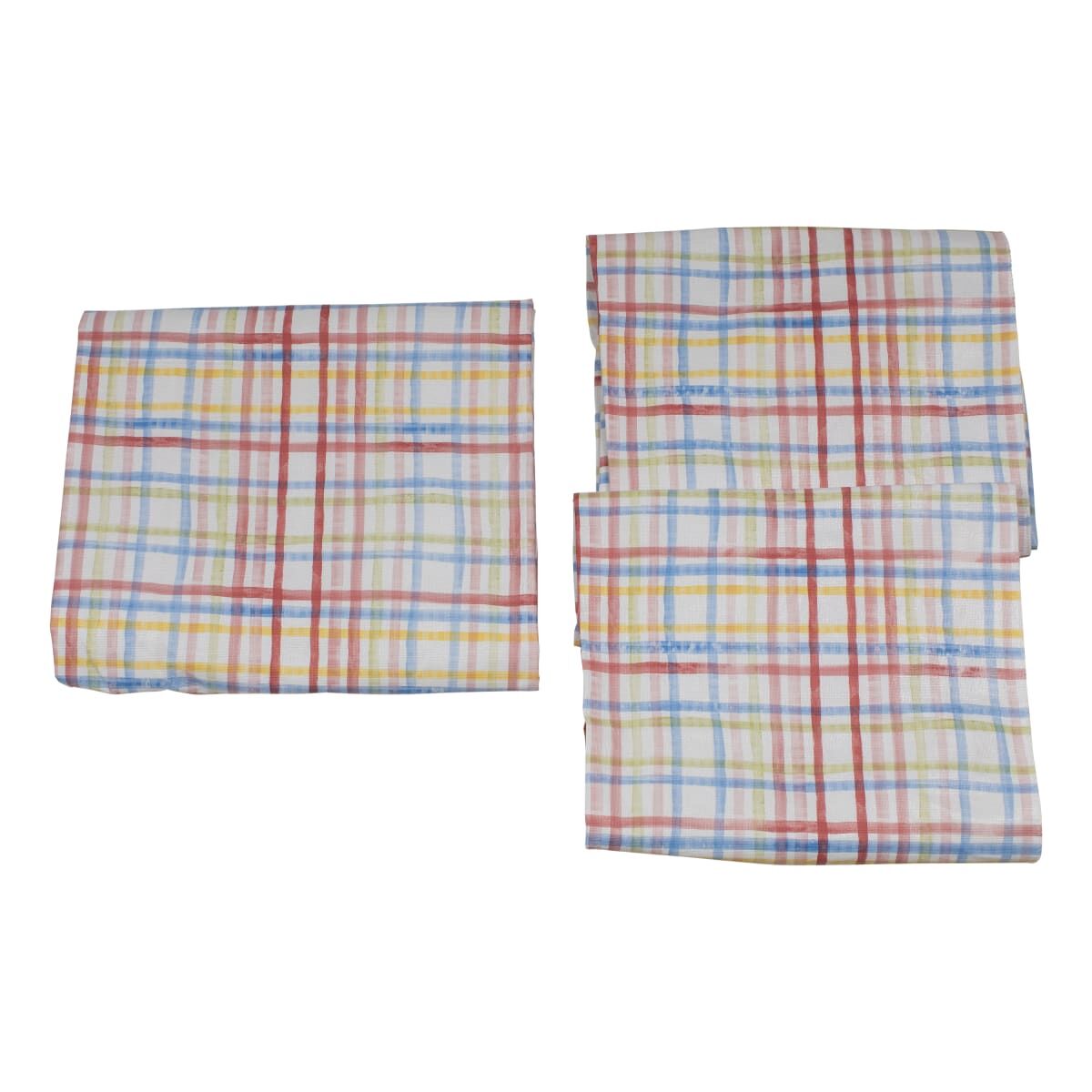 Lippert 2022107833 : Nappe en vinyle avec housses de banc – Fournitures de camping, imperméable et antitache – Motif écossais aquarelle