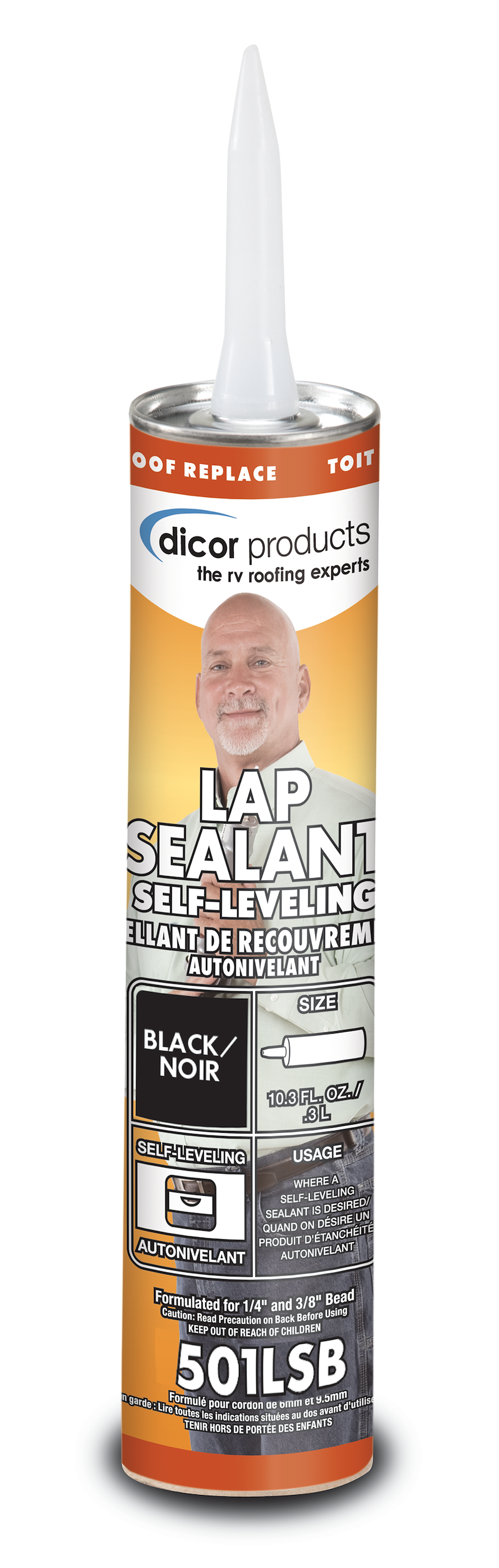 Mastic autonivelant pour toiture Dicor 501LSB-1 - 290 g - Noir