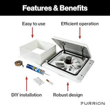 Furrion 10-Blade, 14" RV Rooftop Vent Exhaust Fan with Lid, Four Fan Speeds, Push-Button Controls, Removable Insect Screen, Flush-Mount Design for 2" to 7" Thick Roofs, White - FVF14D90R6A-PS-AM