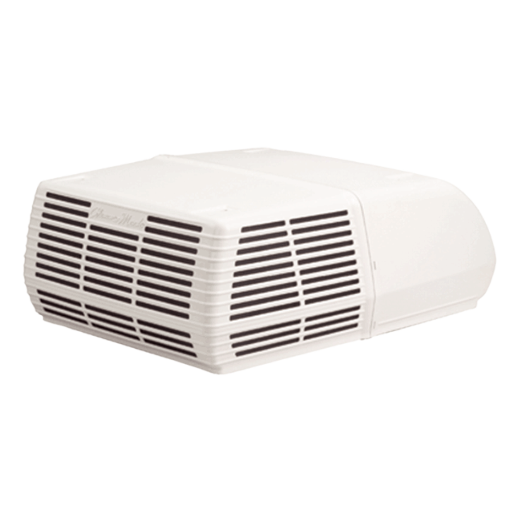 Coleman RV AC in white side and back view