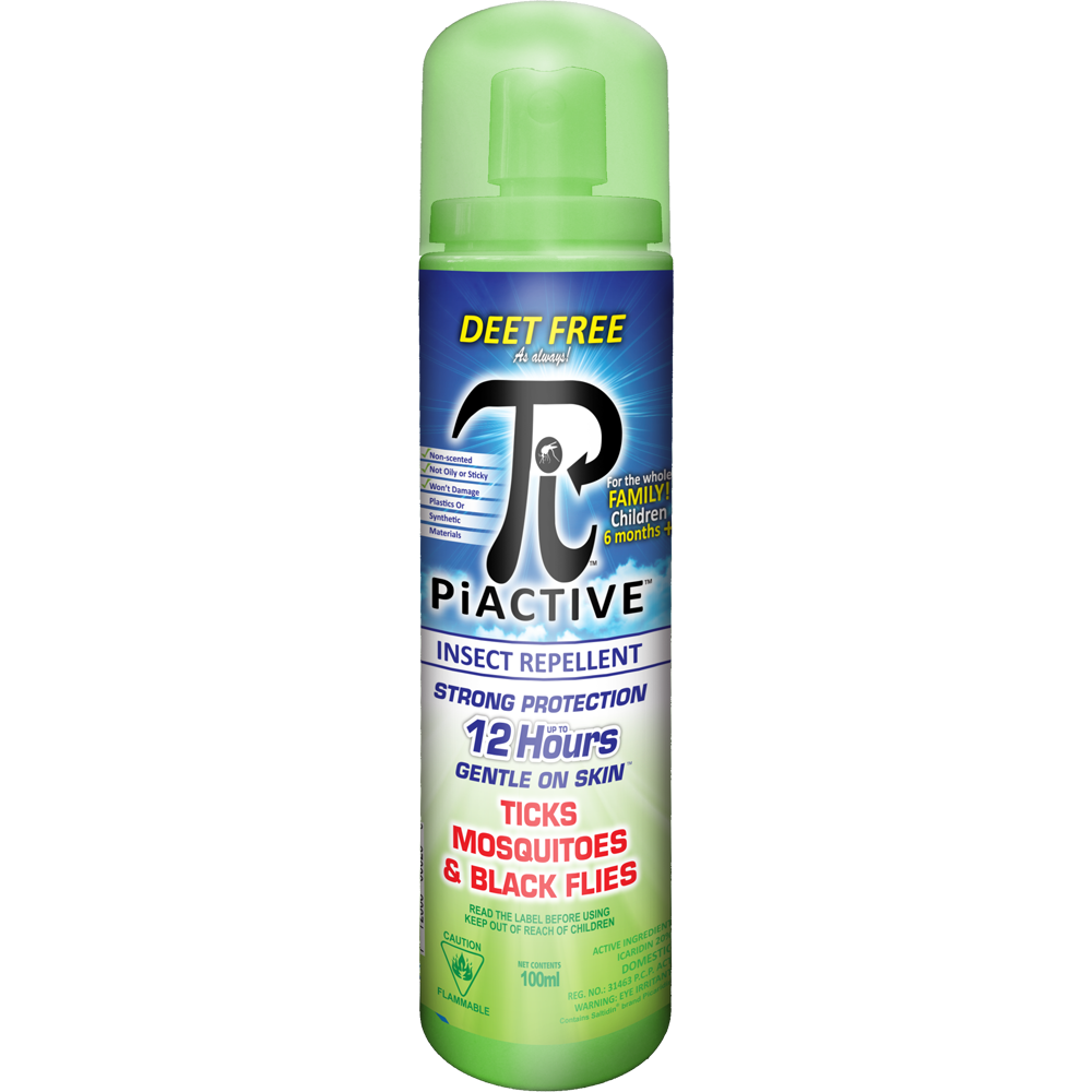 Kuus MS0025 – PiACTIVE™ Travel Size Insect Repellent Pump Spray -  Skin Safe Bug Protection From Mosquitos, Ticks, Blackflies - 100ml